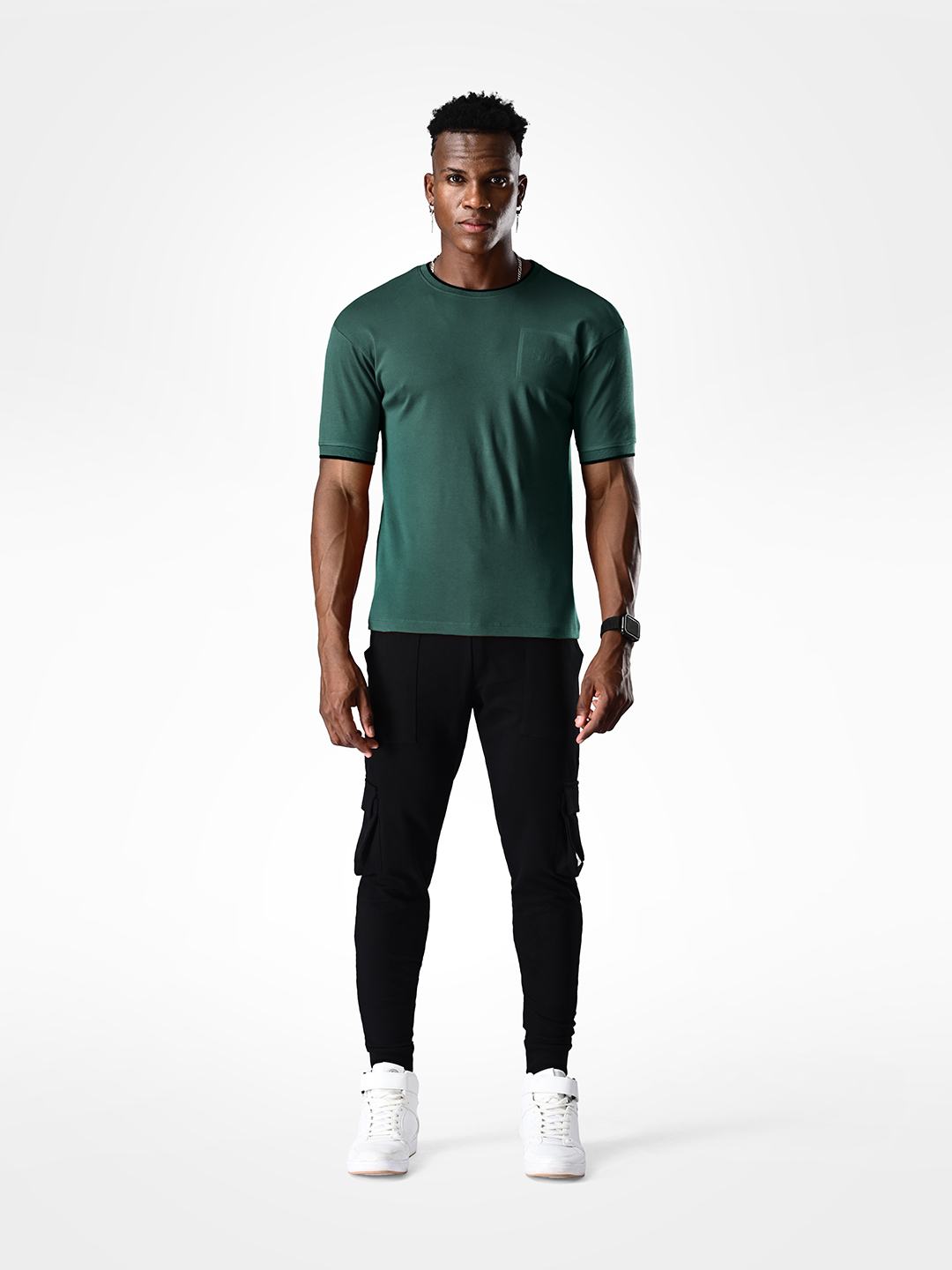 Supa Comfortable Bottle Green Printed Logo Cotton T-shirt (2)