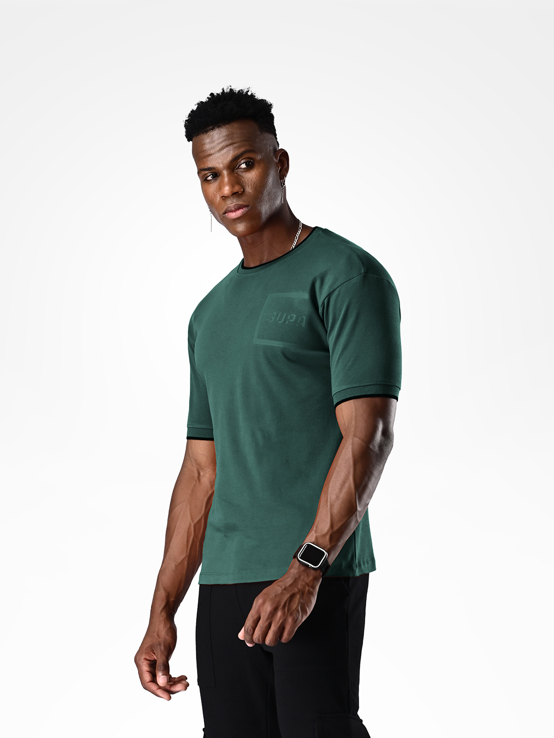 Supa Comfortable Bottle Green Printed Logo Cotton T-shirt (3)