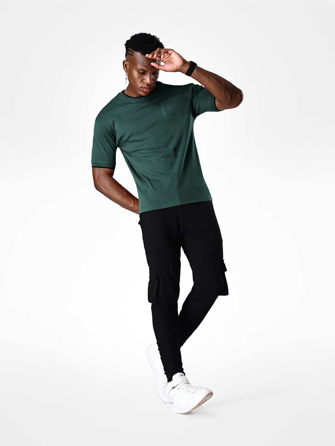 Supa Comfortable Bottle Green Printed Logo Cotton T-shirt (5)
