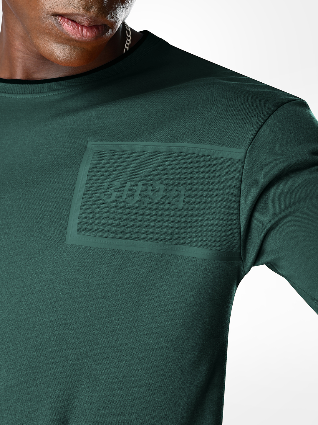 Supa Comfortable Bottle Green Printed Logo Cotton T-shirt (6)