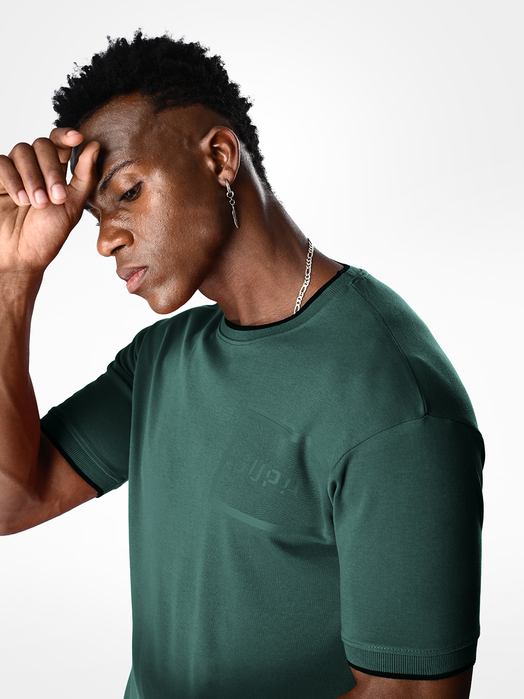 Supa Comfortable Bottle Green Printed Logo Cotton T-shirt (8)