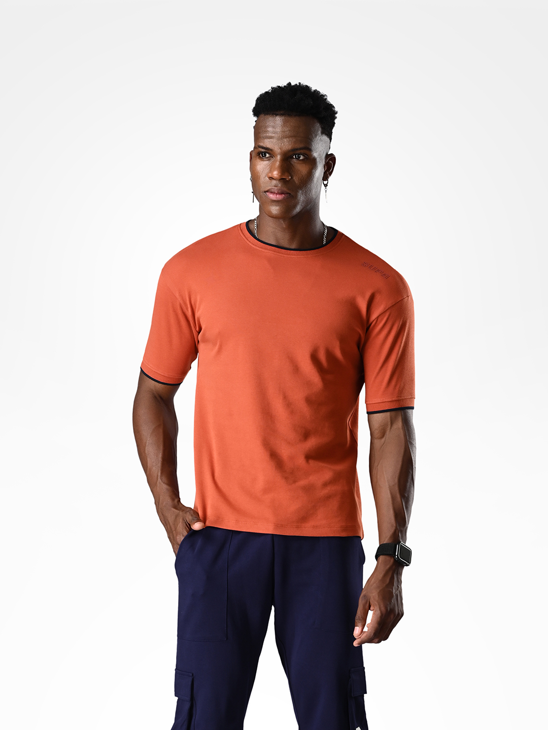 Comfortable Burnt Orange Cotton T-shirt