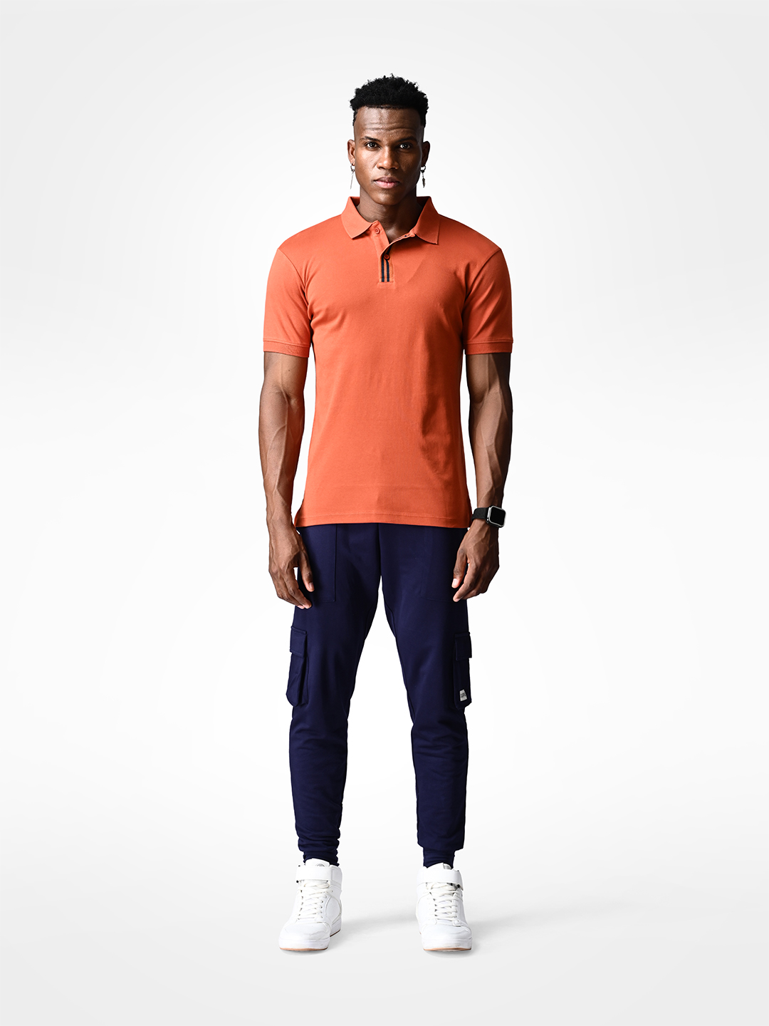 Supa Comfortable Burnt Orange Polo Cotton T-shirt (4)