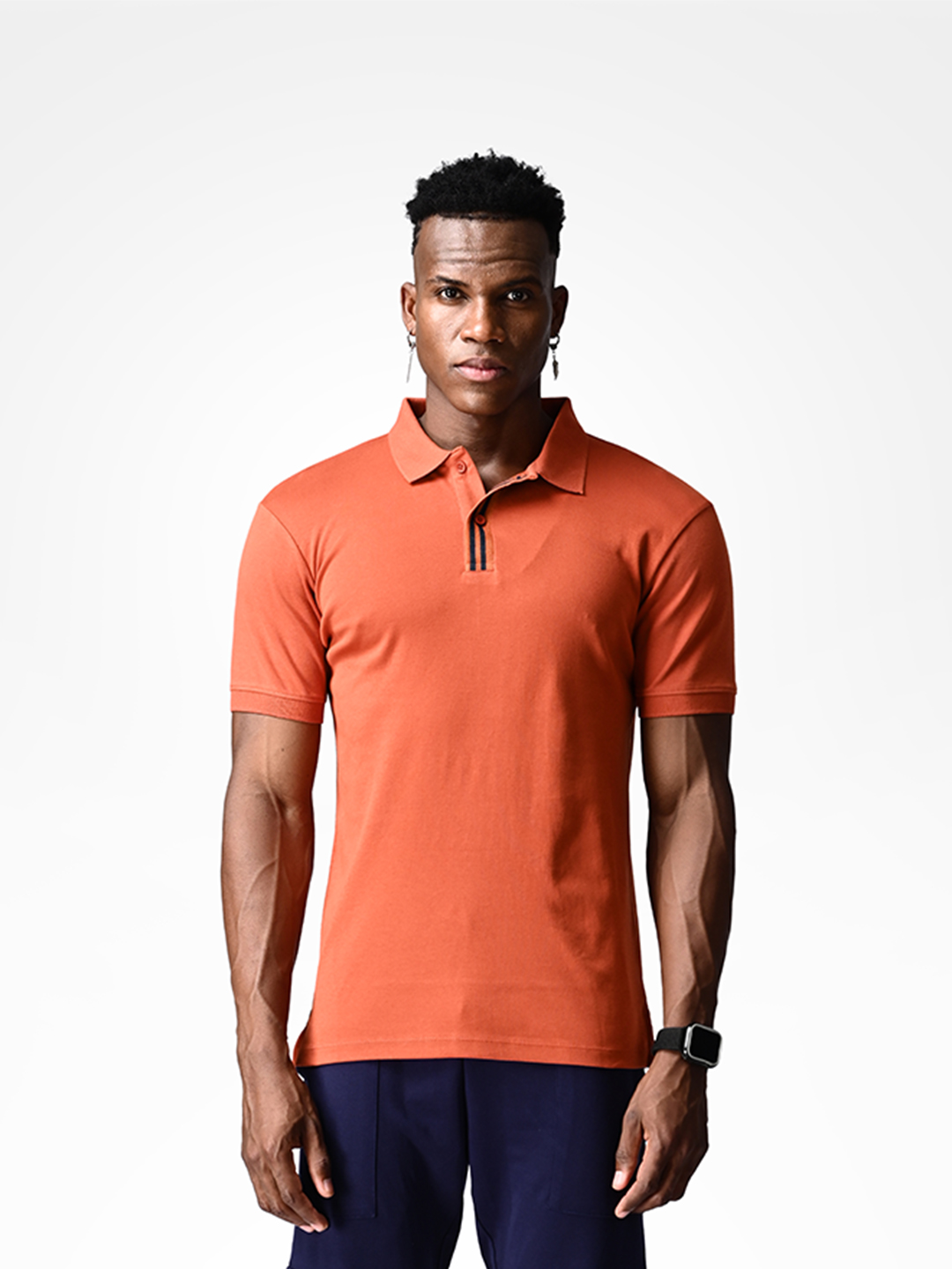 Comfortable Burnt Orange Polo Cotton T-shirt