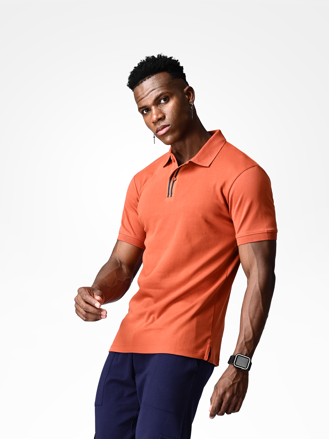 Supa Comfortable Burnt Orange Polo Cotton T-shirt (2)