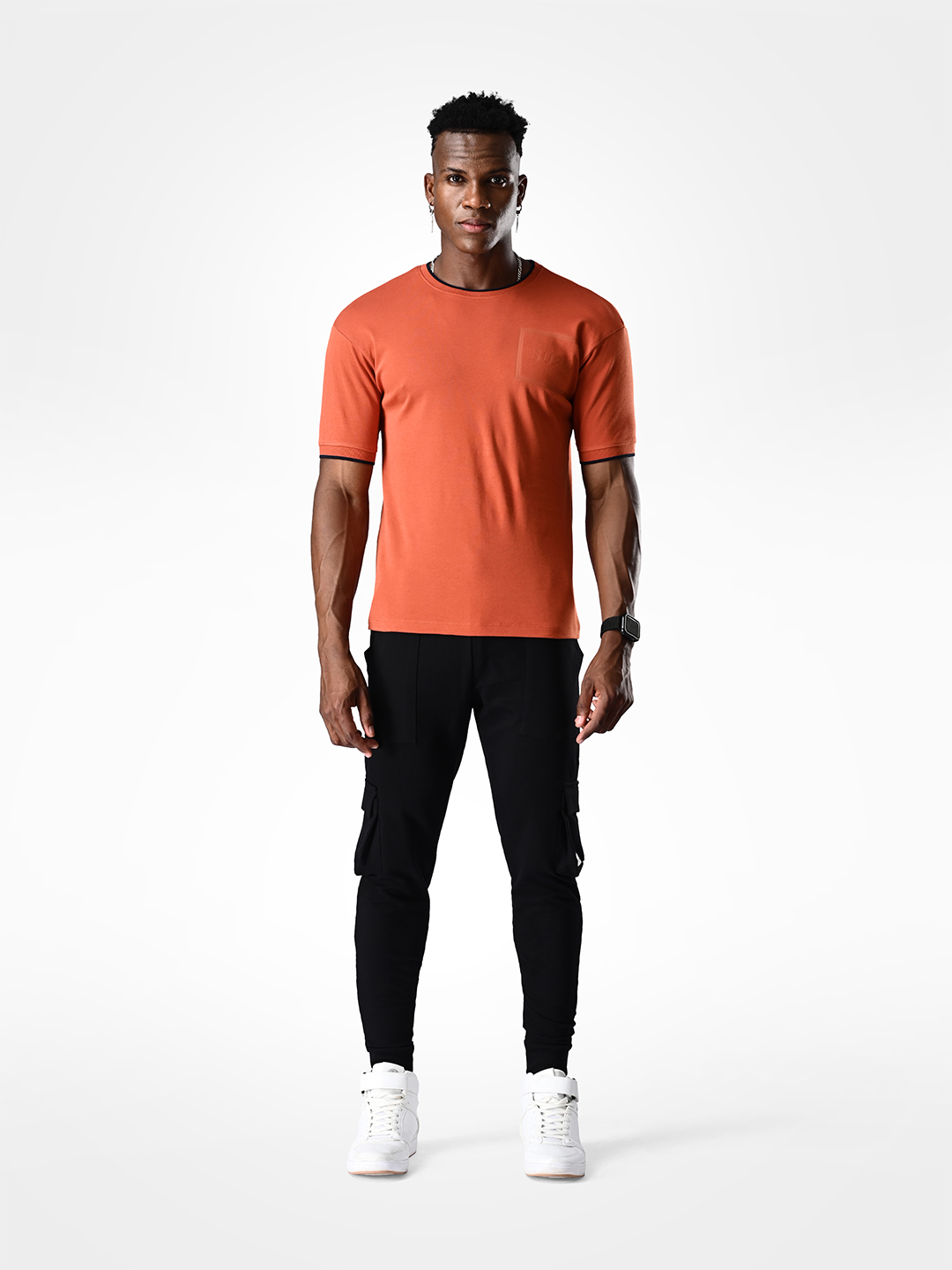 Supa Comfortable Burnt Orange Printed Logo Cotton T-shirt (1)