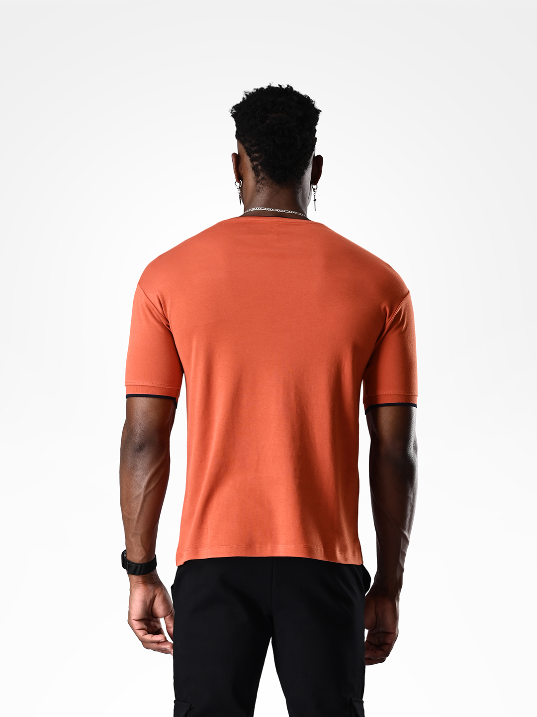 Supa Comfortable Burnt Orange Printed Logo Cotton T-shirt (4)