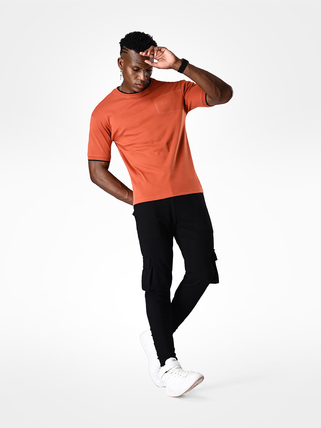 Supa Comfortable Burnt Orange Printed Logo Cotton T-shirt (5)
