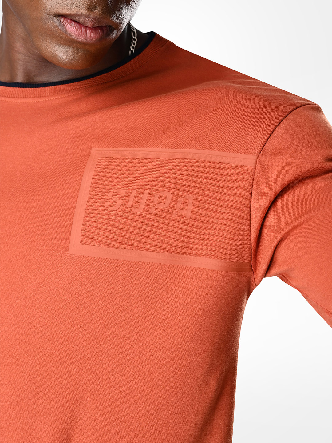 Supa Comfortable Burnt Orange Printed Logo Cotton T-shirt (6)