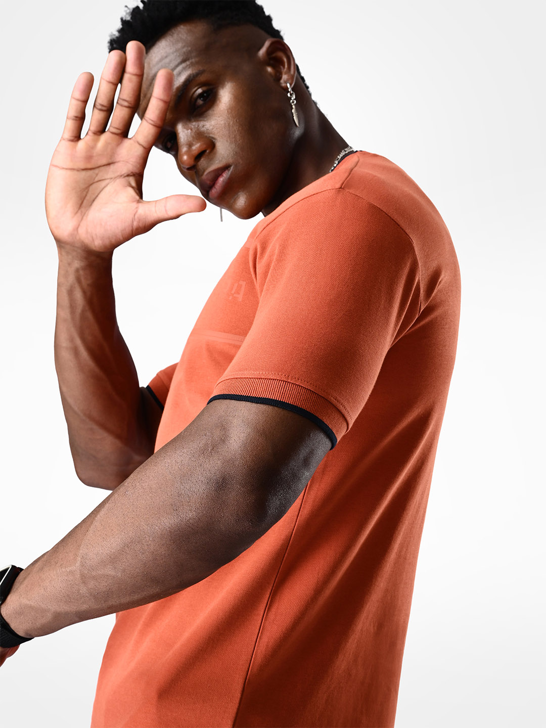 Supa Comfortable Burnt Orange Printed Logo Cotton T-shirt (7)