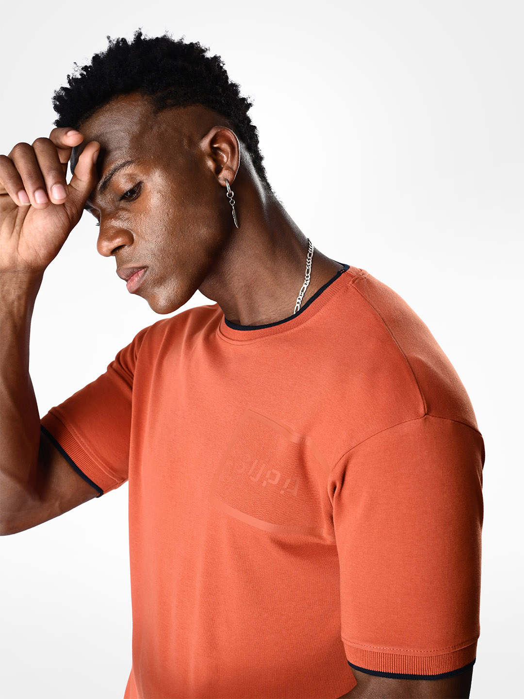 Supa Comfortable Burnt Orange Printed Logo Cotton T-shirt (8)
