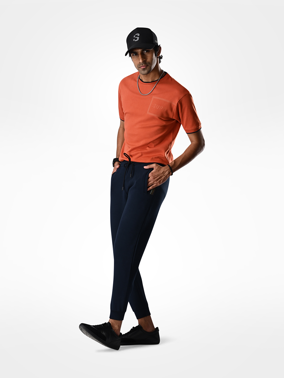 Supa Comfortable Navy Blue Taped Lycra Jogger Pants (8)