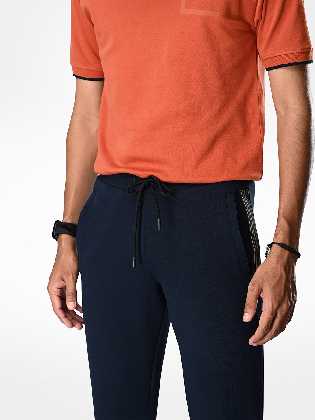 Supa Comfortable Navy Blue Taped Lycra Jogger Pants (9)