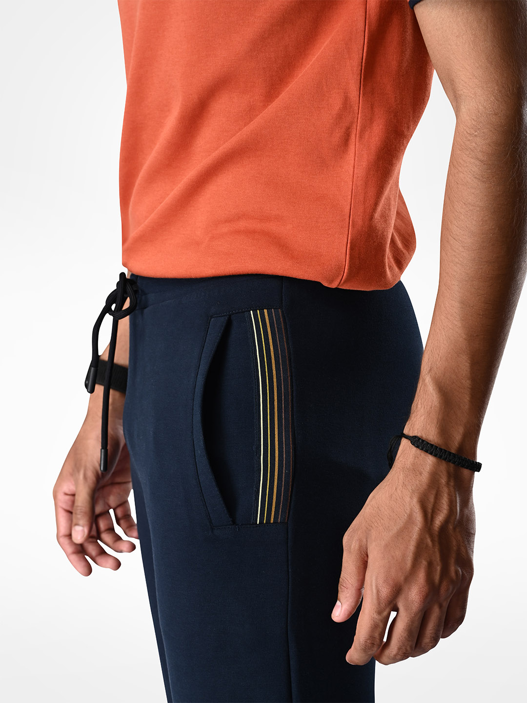 Supa Comfortable Navy Blue Taped Lycra Jogger Pants (4)