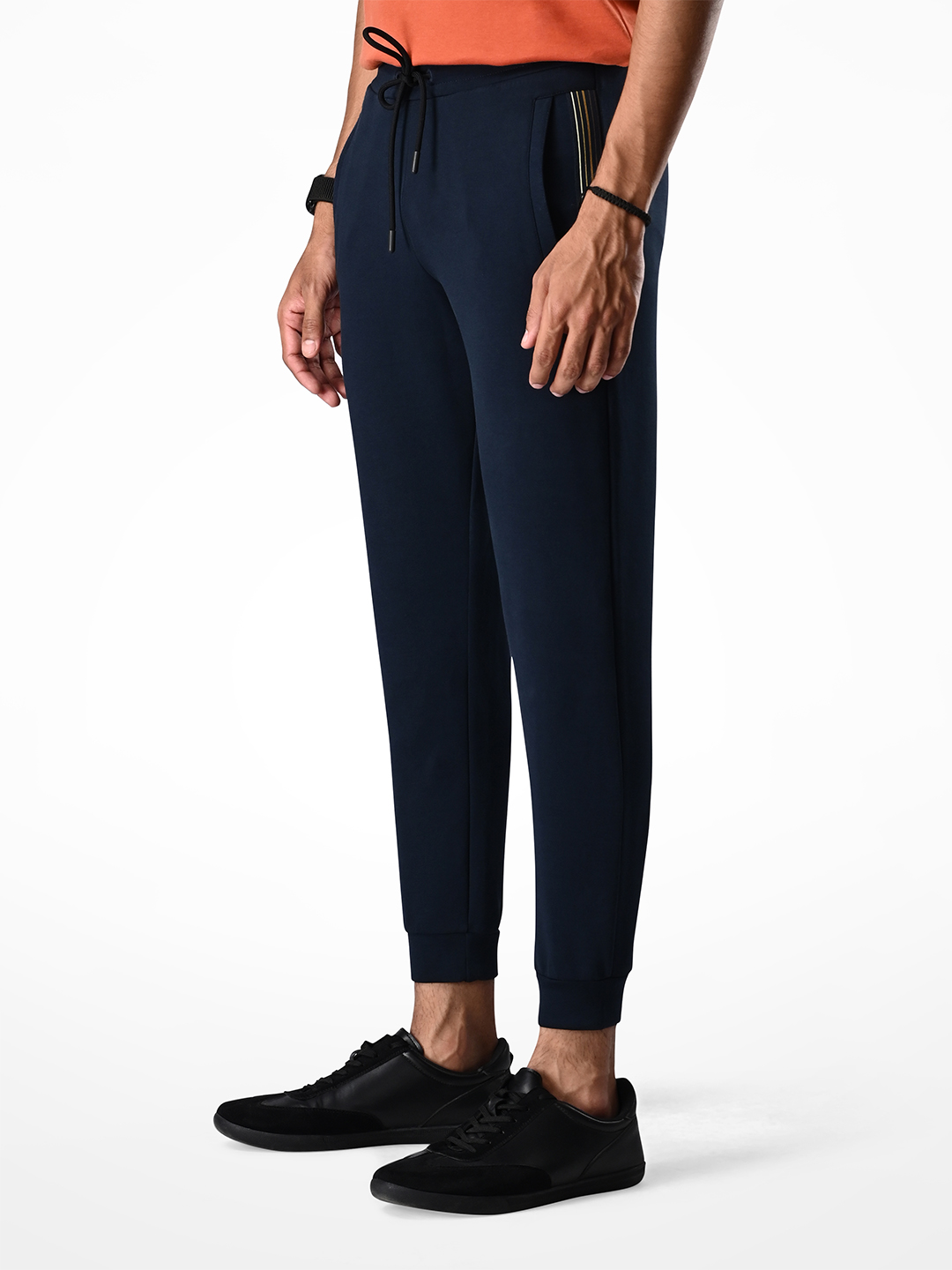 Supa Comfortable Navy Blue Taped Lycra Jogger Pants (2)