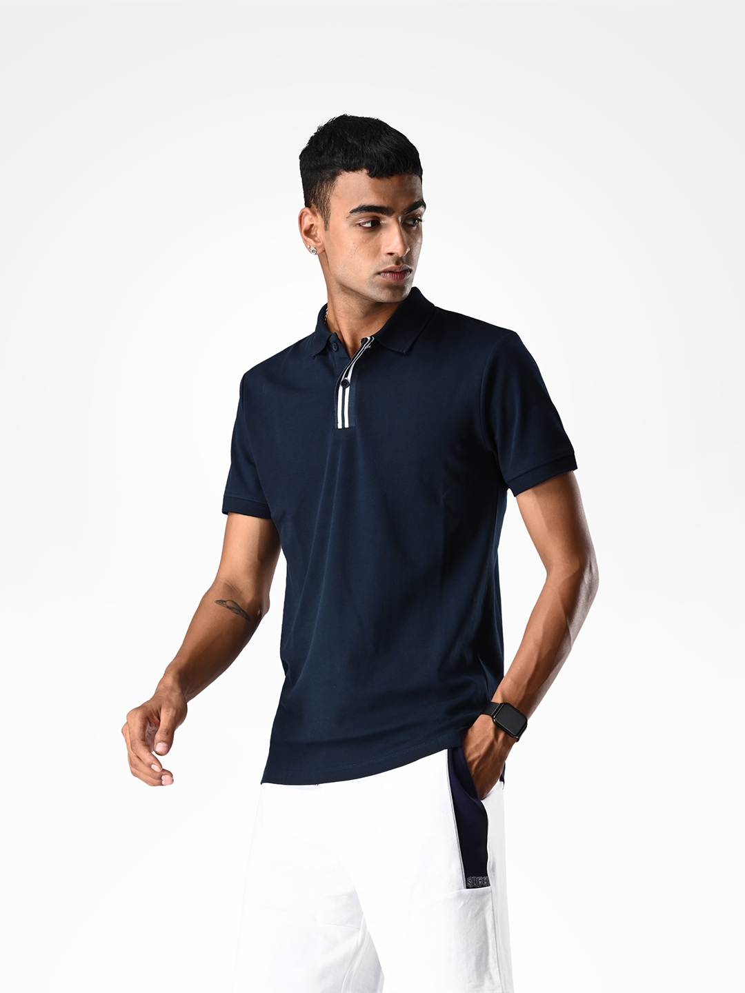 Supa Comfortable Navy Cotton Polo Cotton T-shirt (2)