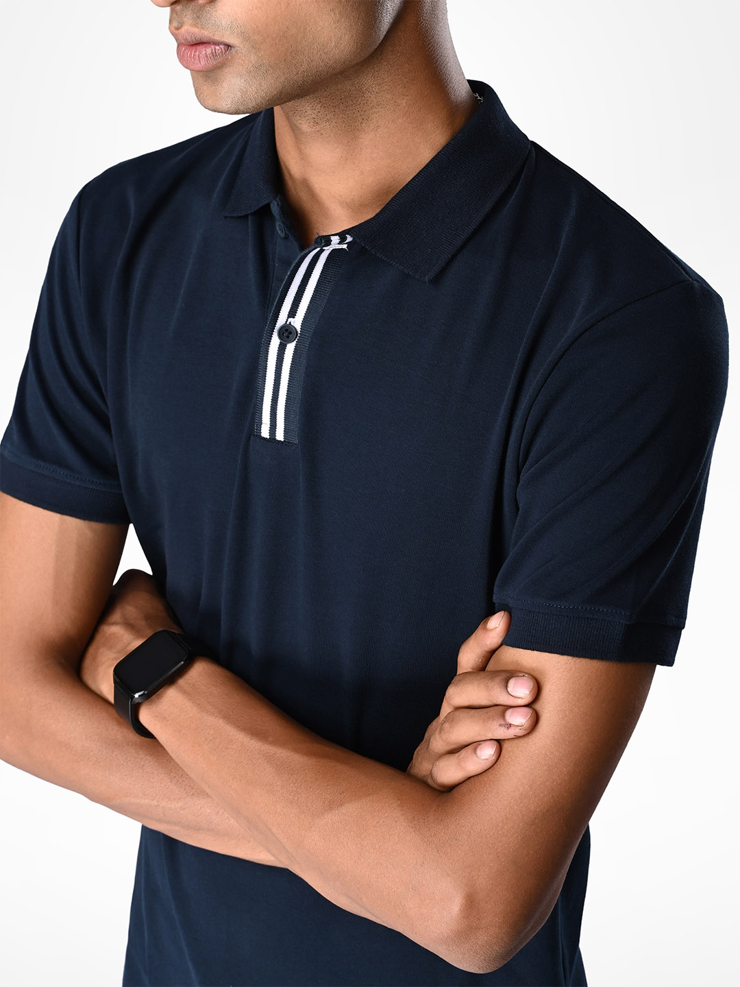 Supa Comfortable Navy Cotton Polo Cotton T-shirt (8)