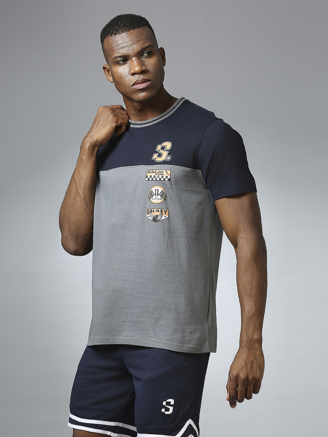 Supa Dual Tone Navy Grey T-shirt (2)
