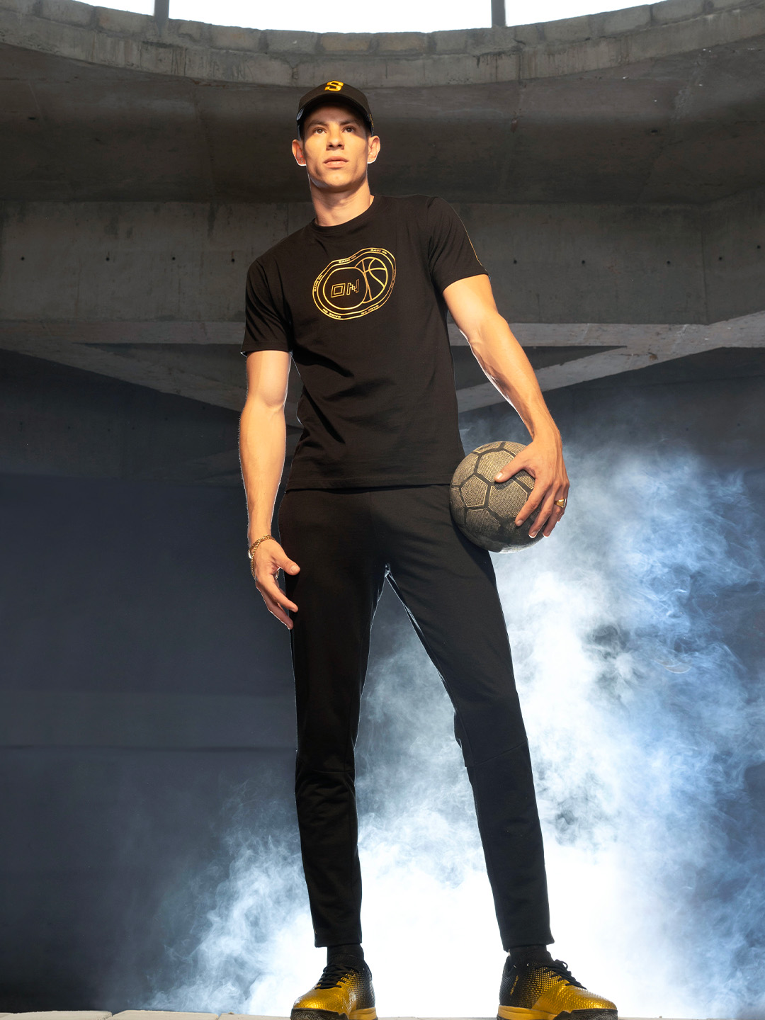 Gold Foil Printed Black T-shirt