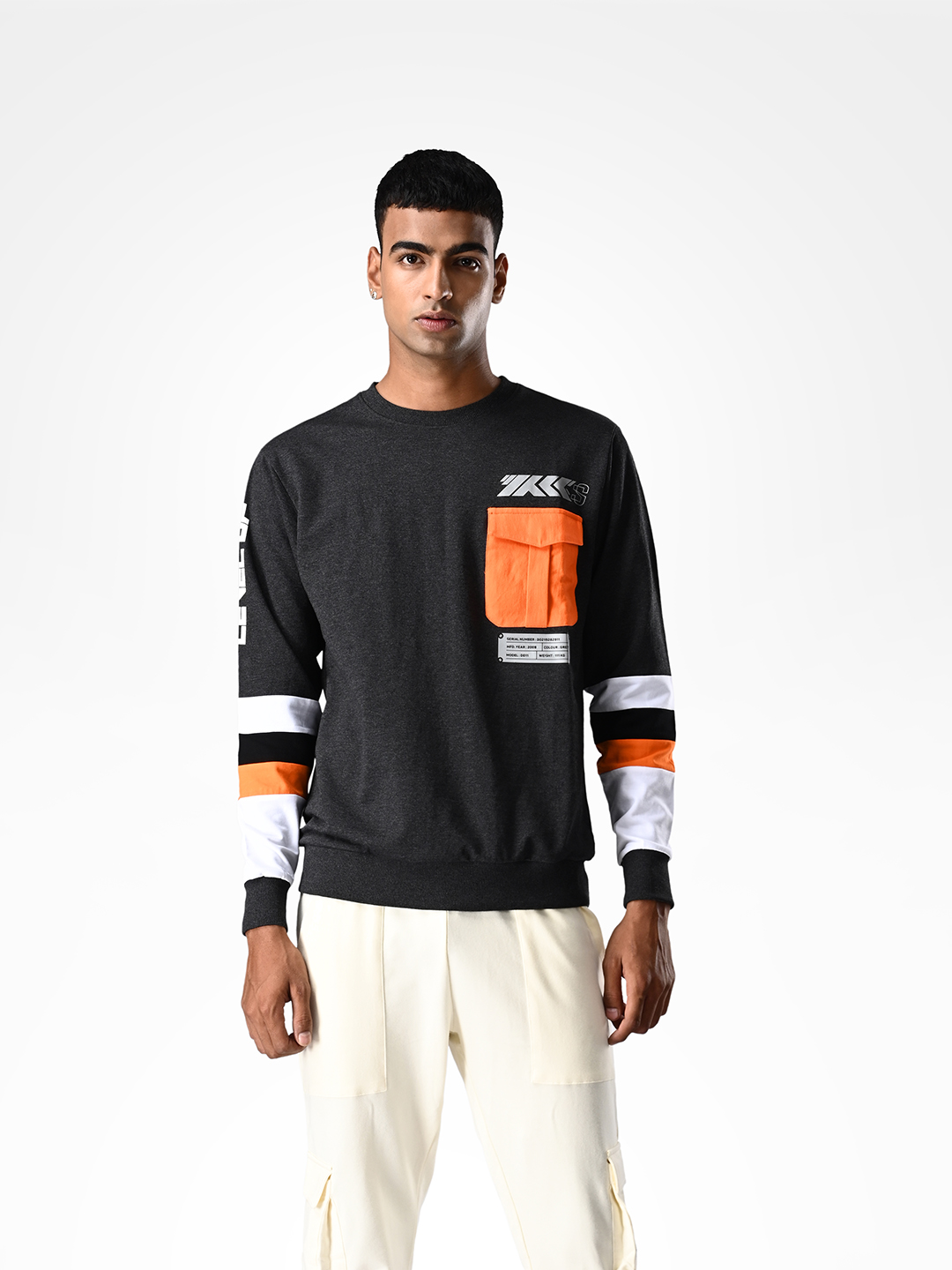 Supa Grey Crew Neck Typography Racing Sweatshirt