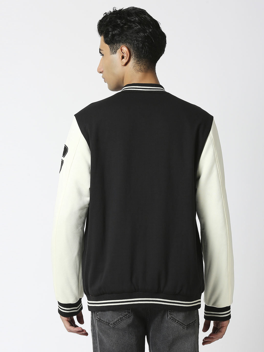 Supa Men Black Printed Full Sleeves Stand-collar Outdoor Legend Varsity Jacket (4)