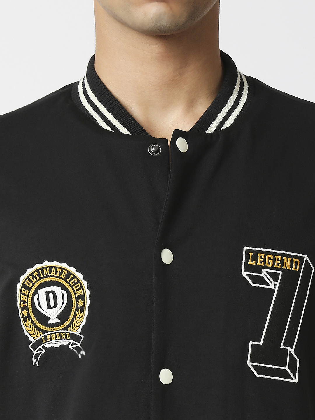 Supa Men Black Printed Full Sleeves Stand-collar Outdoor Legend Varsity Jacket (5)