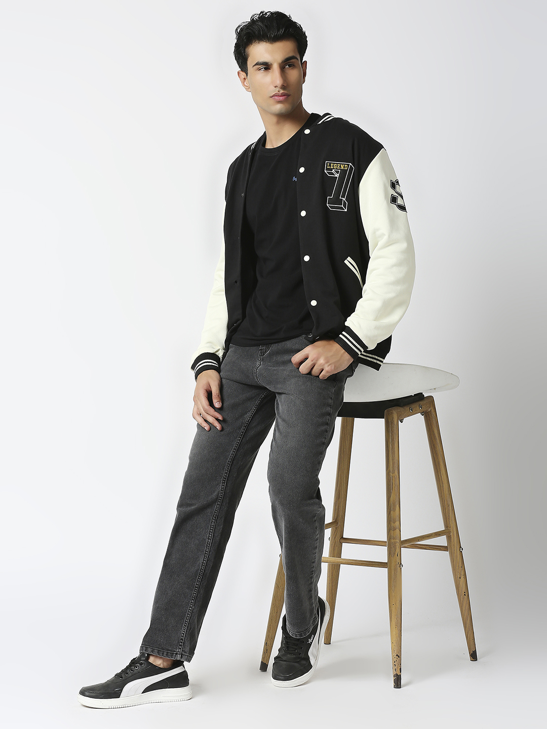 Supa Men Black Printed Full Sleeves Stand-collar Outdoor Legend Varsity Jacket (7)