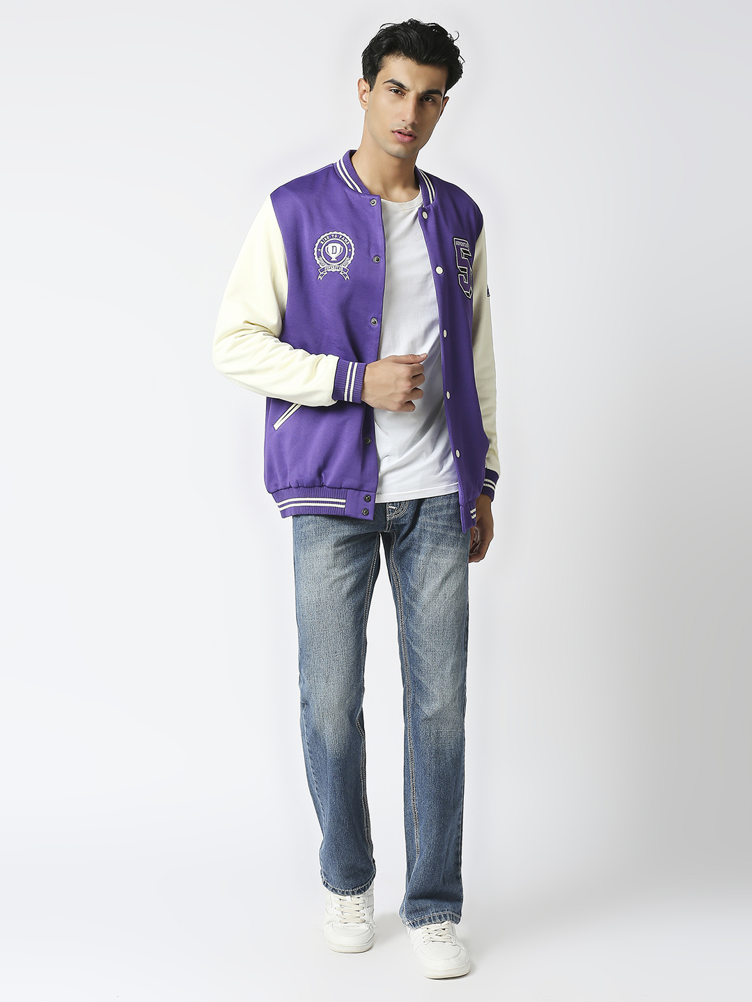 Supa Men Purple Printed Full Sleeves Stand-collar Outdoor Superstar Varsity Jacket (6)