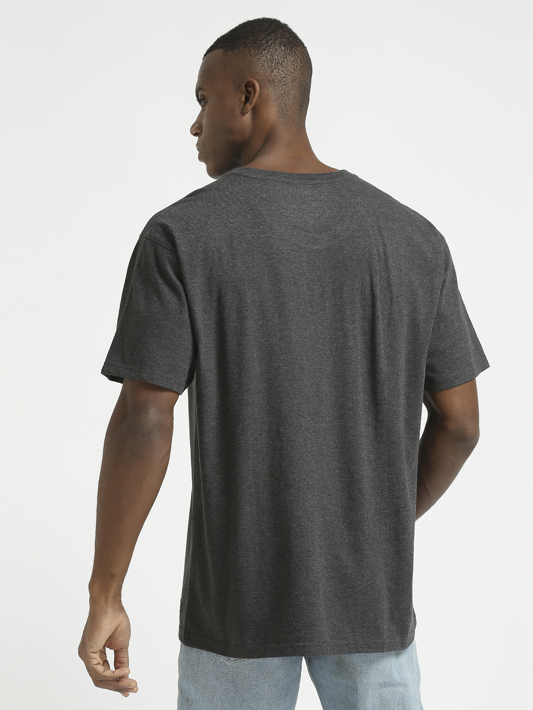 Supa Men Round Neck Anthra Melange Printed Oversize Polycotton T-shirt (4)