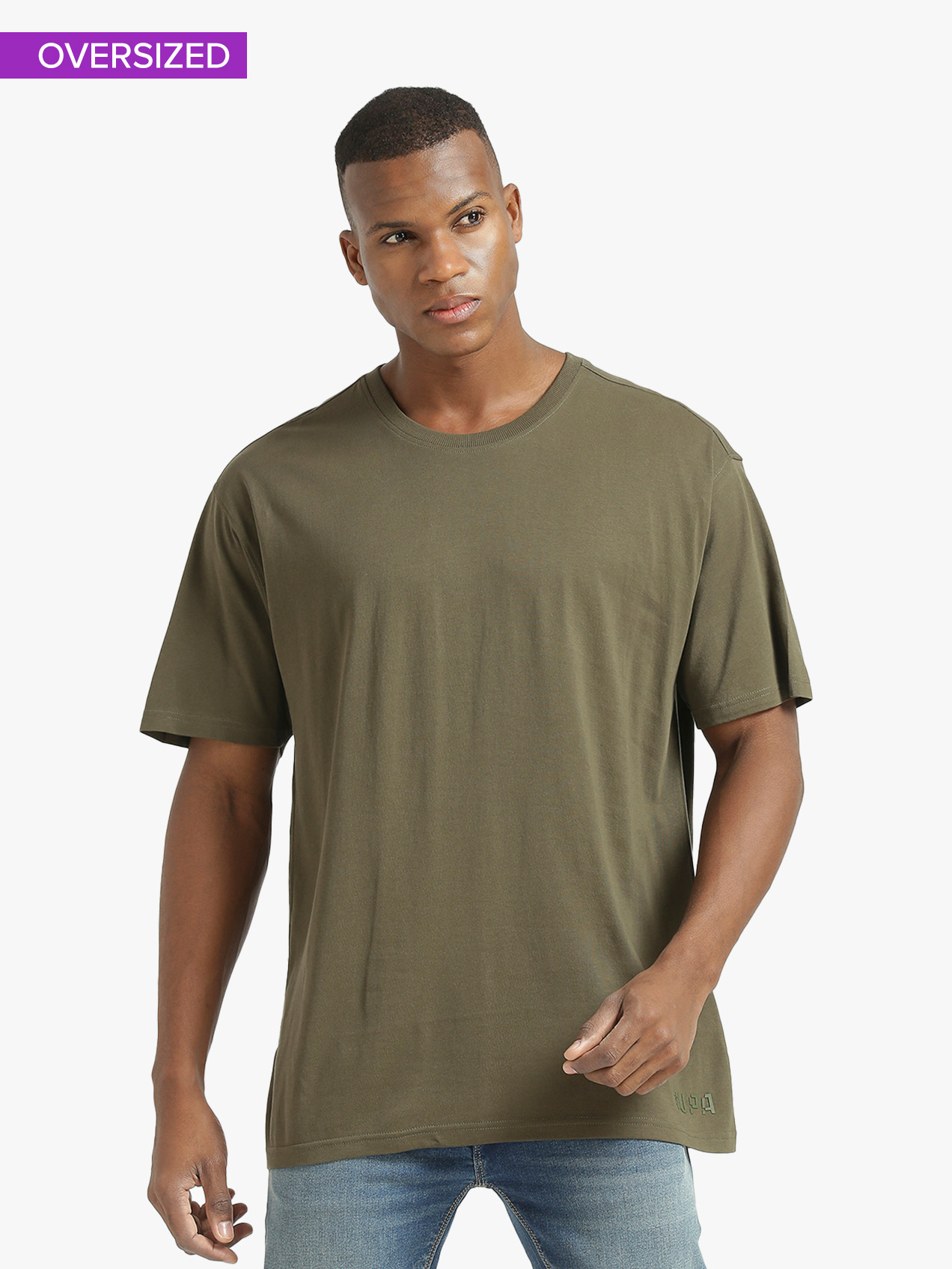 Supa Men Round Neck Anthra Olive Printed Oversized Polycotton T-shirt (Pack of 2) (3)