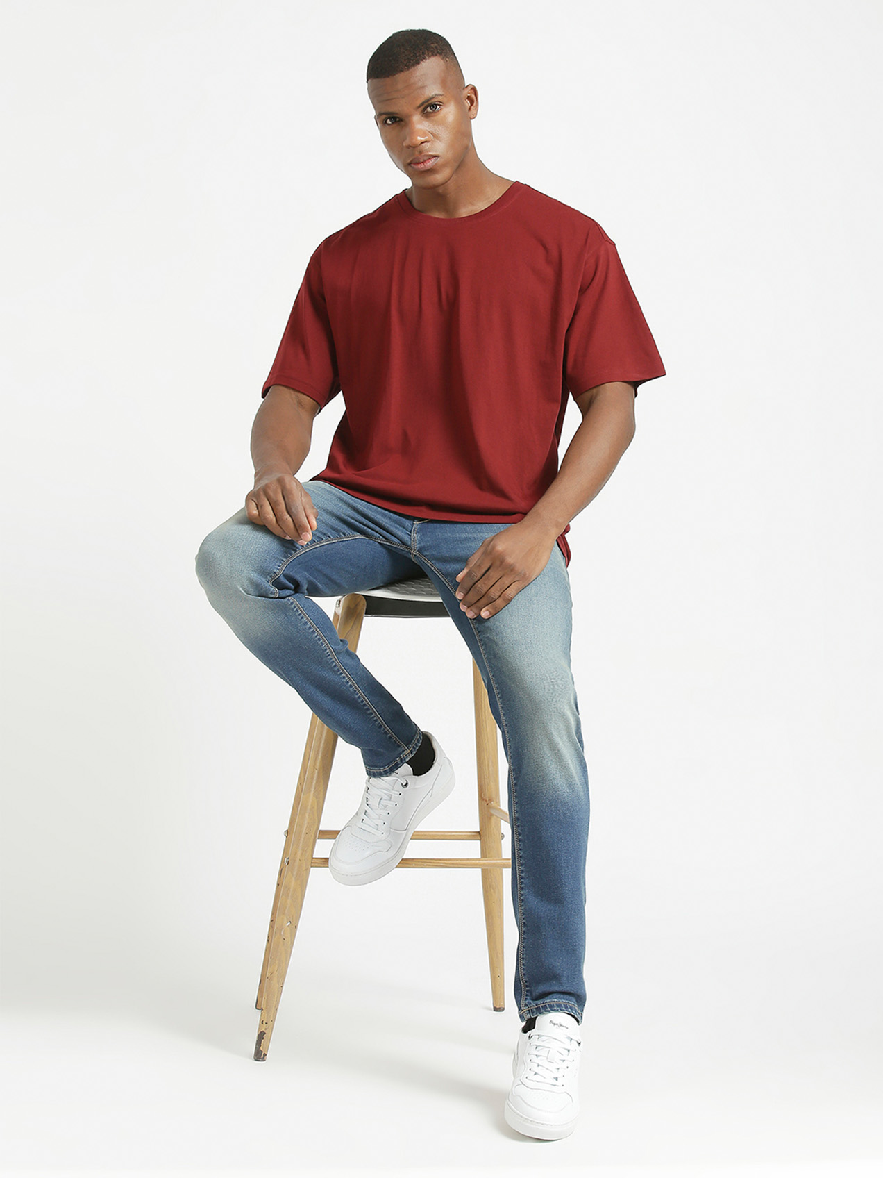 Supa Men Round Neck Maroon Olive Printed Oversized Polycotton T-shirt (Pack of 2) (3)