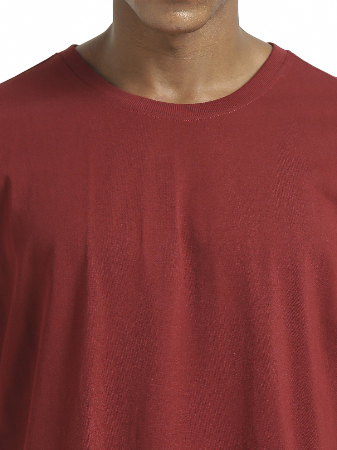 Supa Men Round Neck Maroon Printed Oversize Polycotton T-shirt (5)