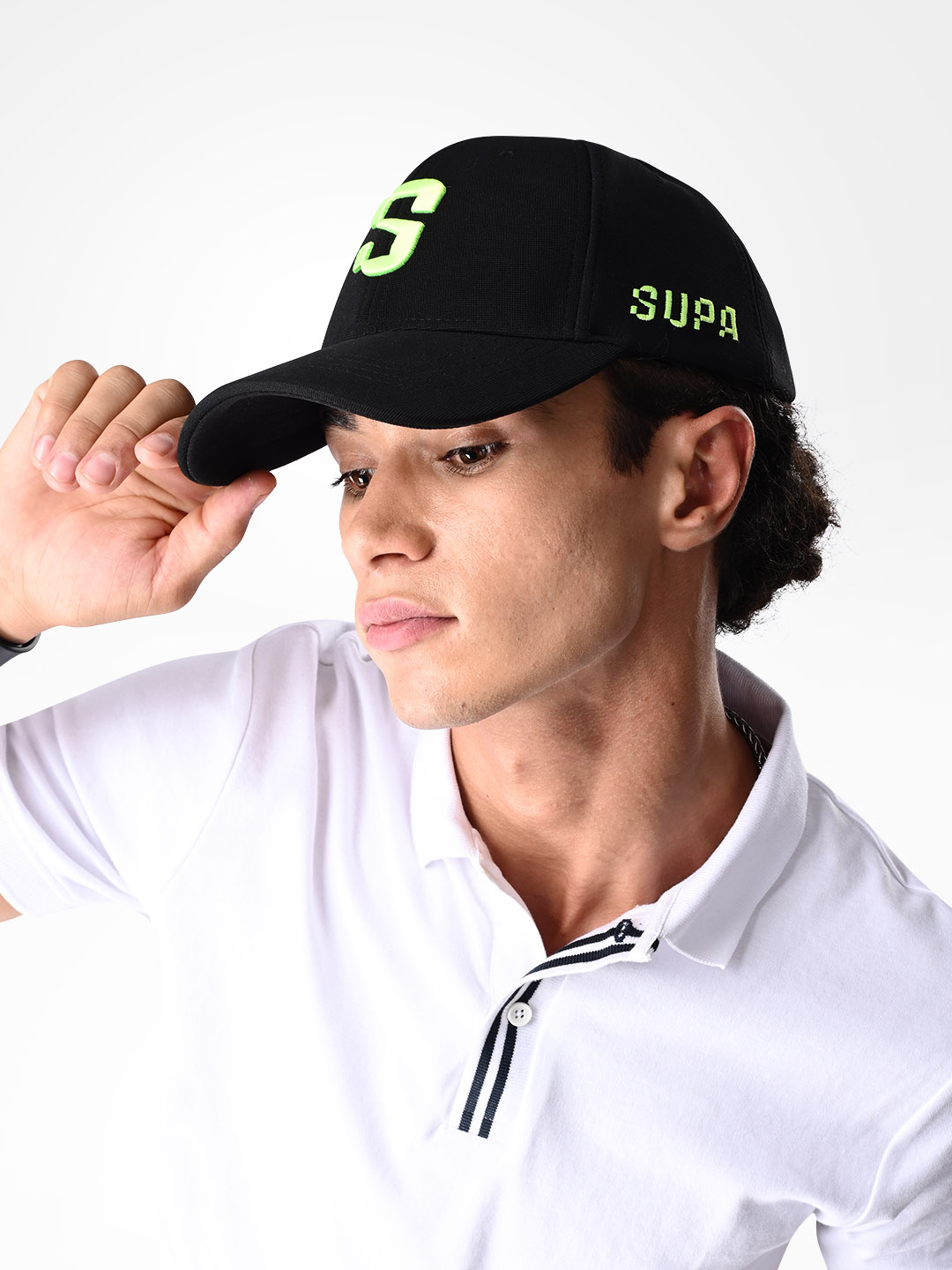 Supa Mens Baseball Black Cap with Neon Embroidery (6)
