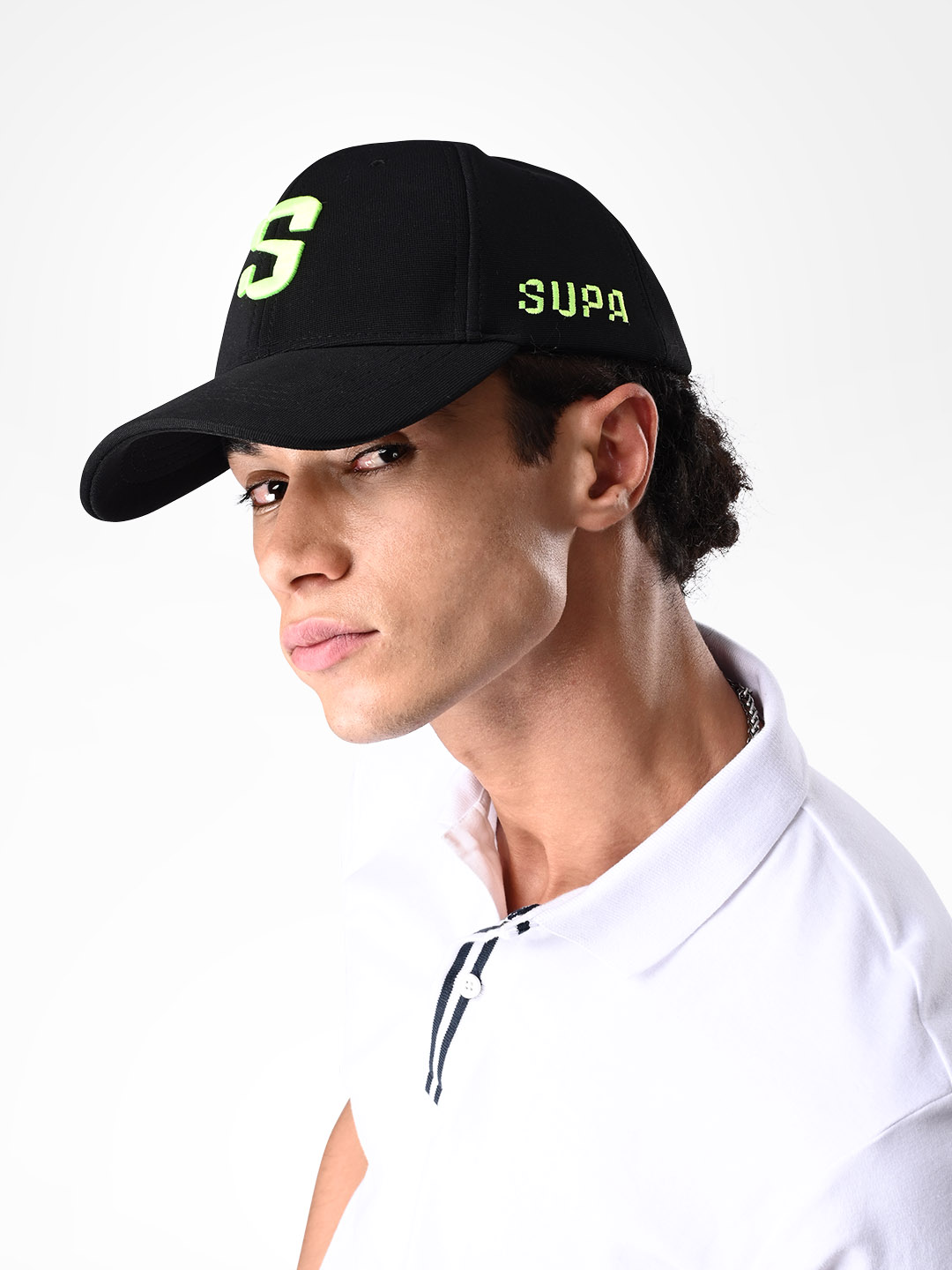 Supa Mens Baseball Black Cap with Neon Embroidery (7)