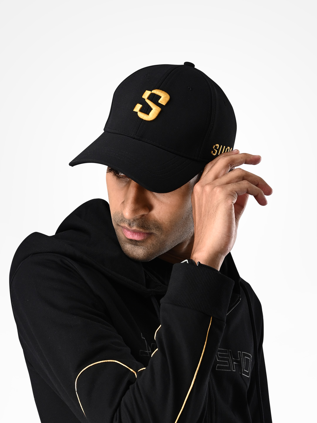 Supa Mens Baseball Gold Embroidered Black Cap (2)