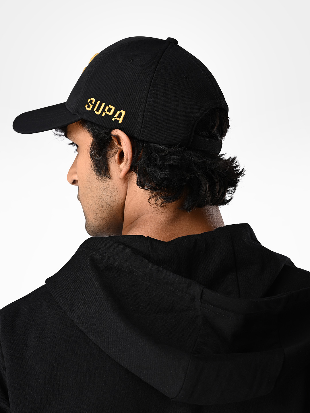 Supa Mens Baseball Gold Embroidered Black Cap (3)