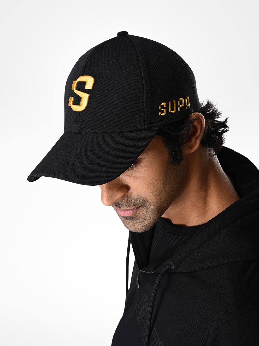 Supa Mens Baseball Gold Embroidered Black Cap (4)
