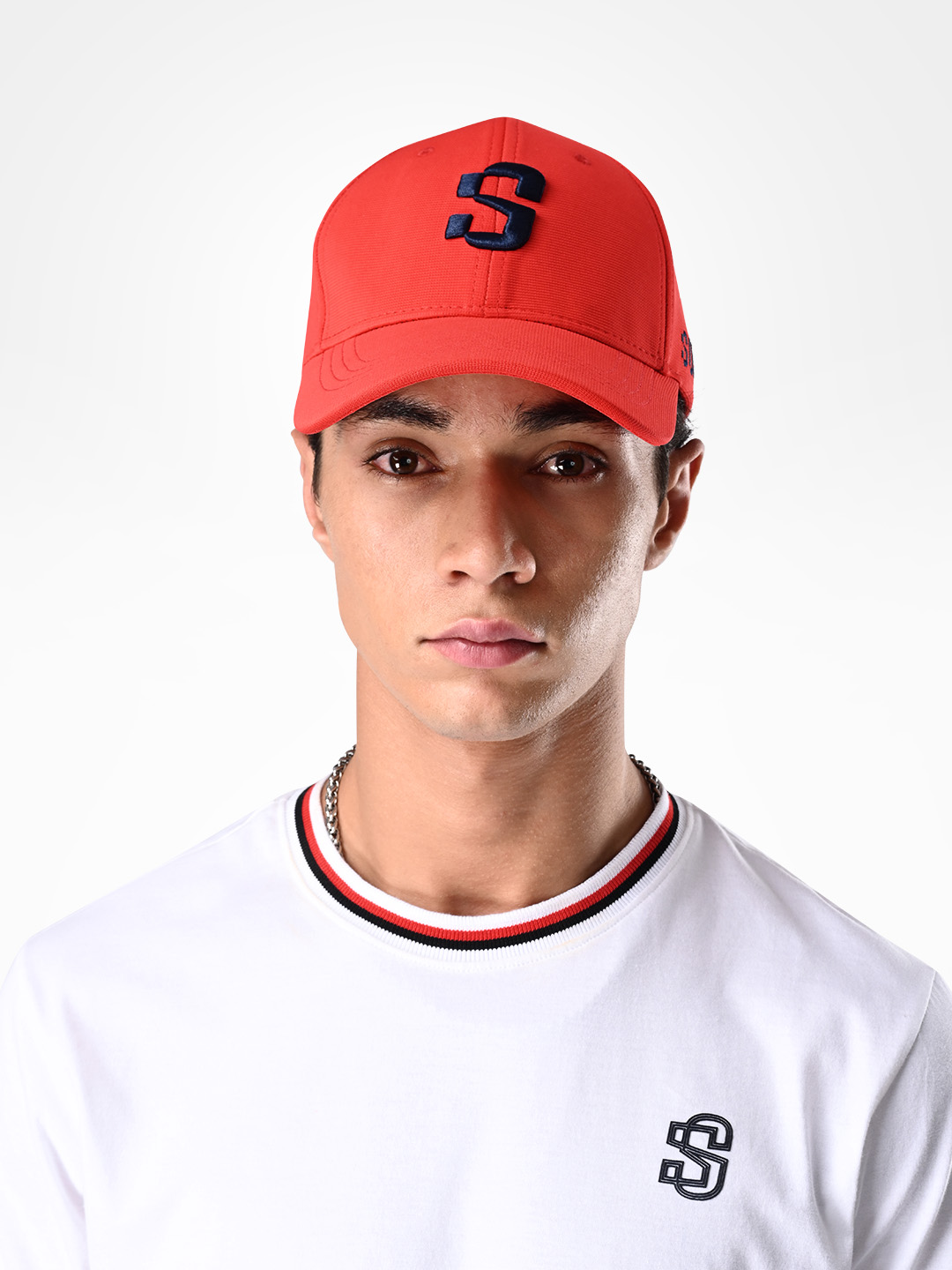 Mens Baseball Navy Embroidered Red Cap