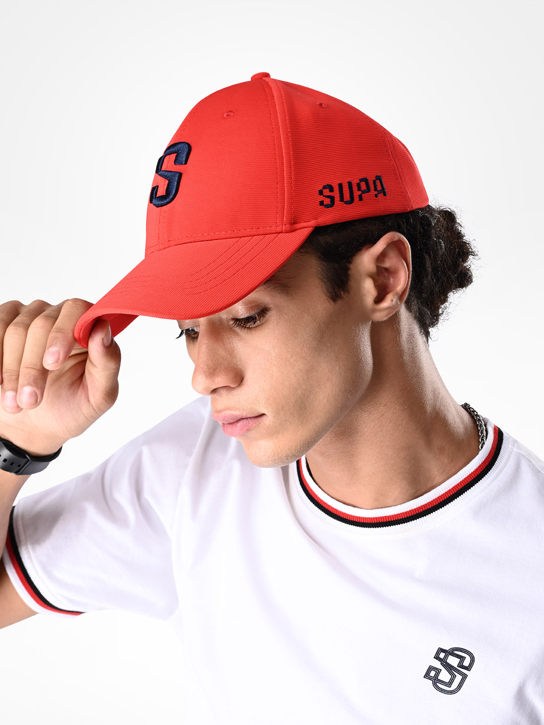 Supa Mens Baseball Navy Embroidered Red Cap (2)