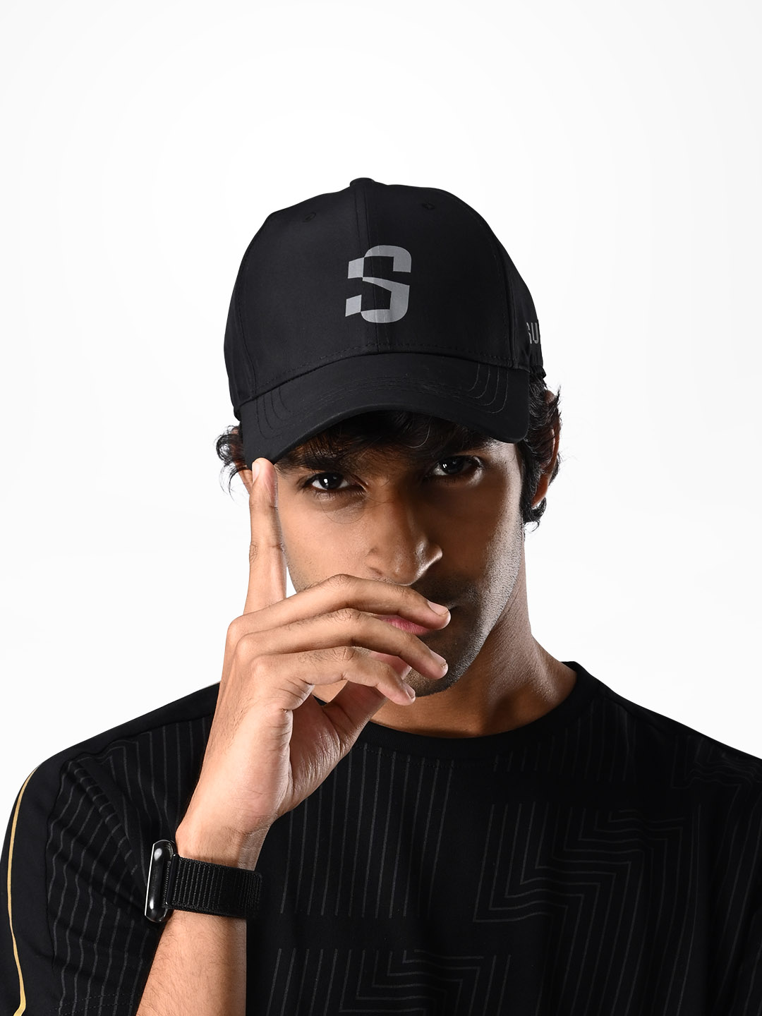 Mens Baseball Reflective Logo Black Cap