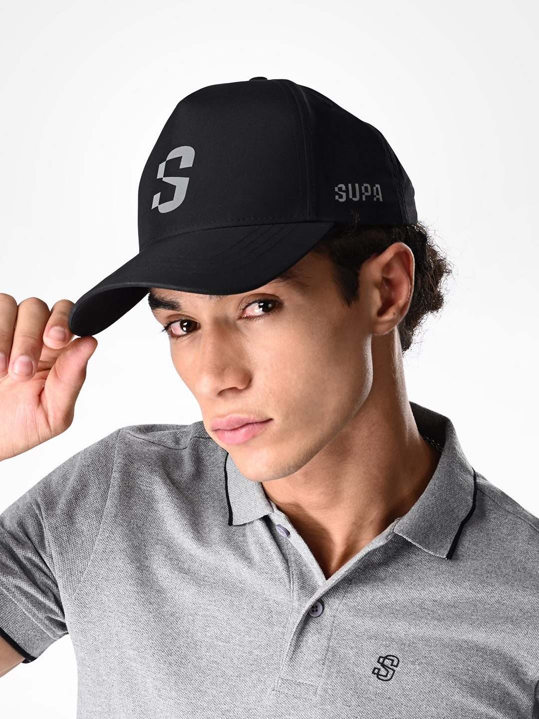 Supa Mens Baseball Reflective Logo Black Cap (3)