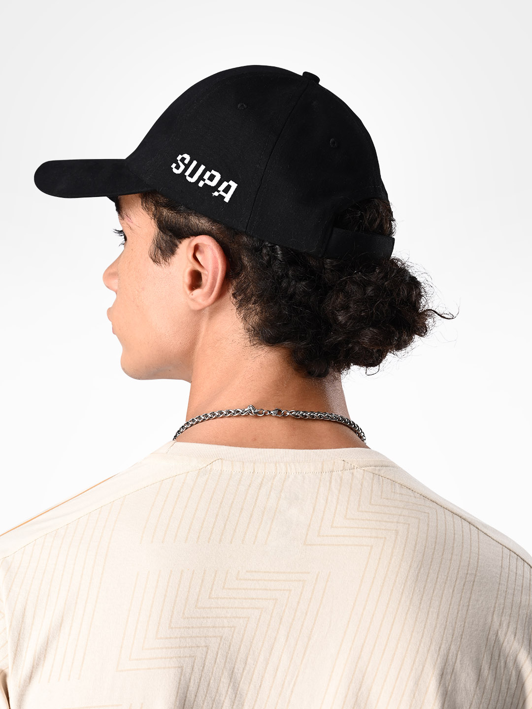 Supa Mens Baseball White Embroidered Black Cap (5)