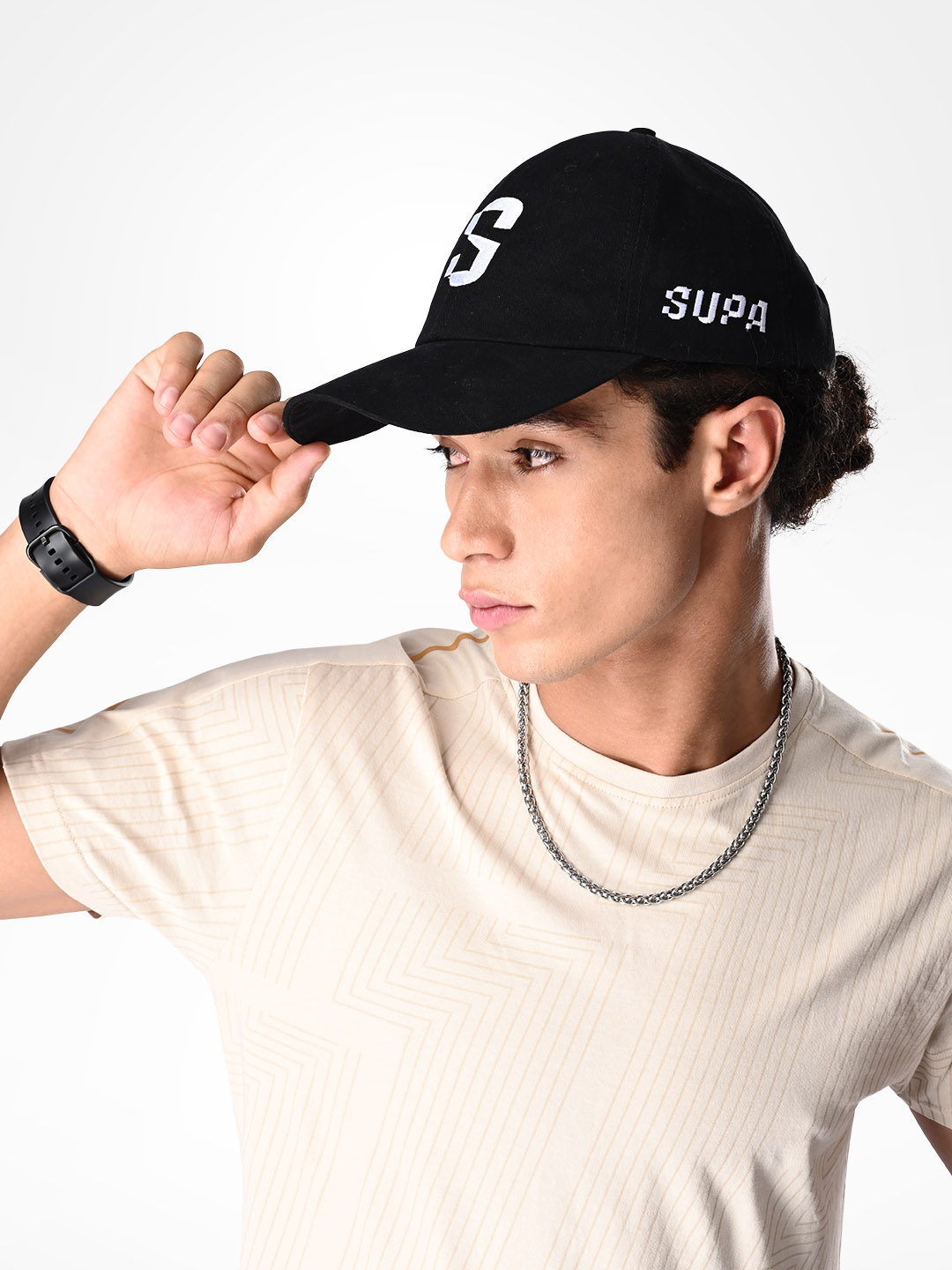 Supa Mens Baseball White Embroidered Black Cap (7)
