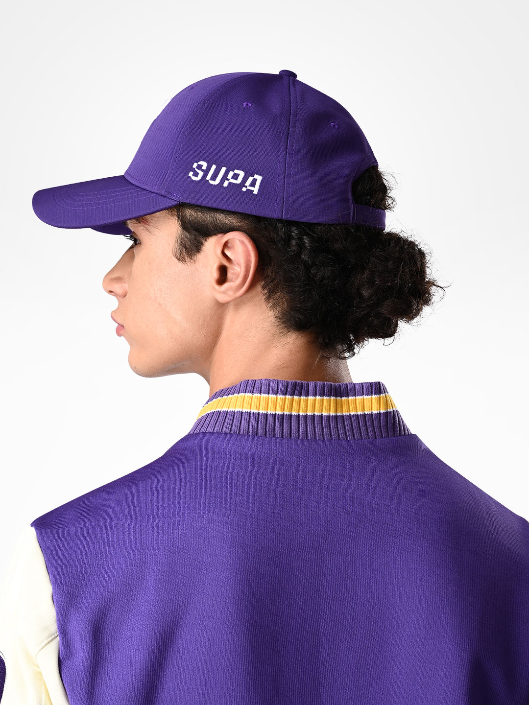 Supa Mens Baseball White Embroidered Purple Cap (4)