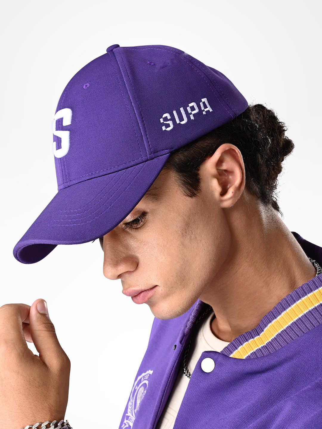 Supa Mens Baseball White Embroidered Purple Cap (8)