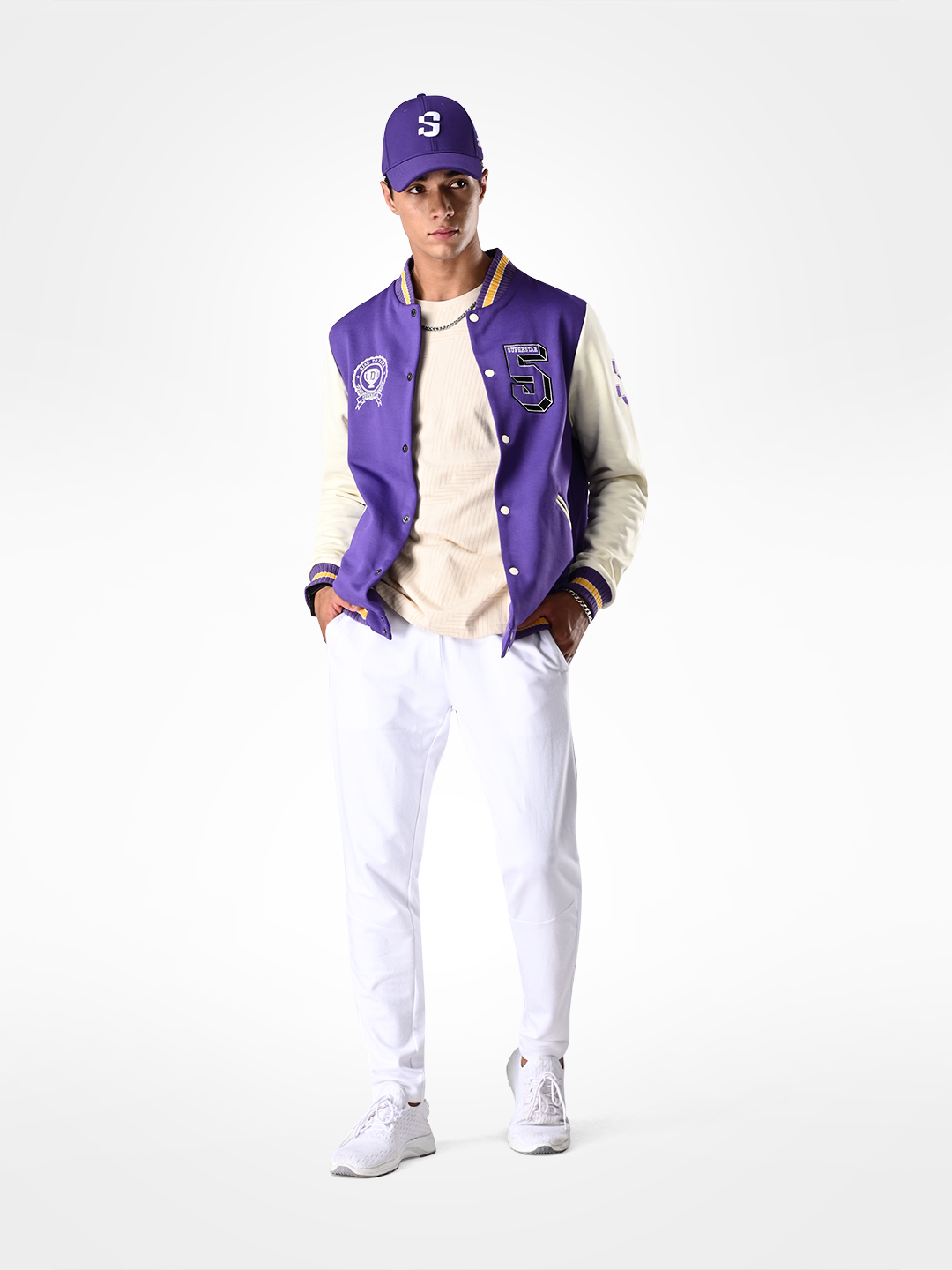 Supa Mens Baseball White Embroidered Purple Cap (9)