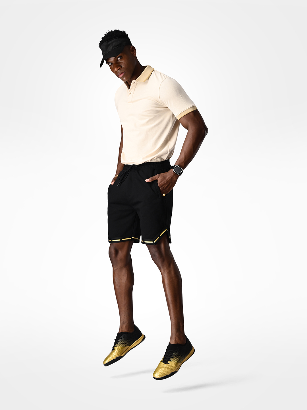 Supa Mens Black and Gold Printed Polycotton Regular Fit Shorts (8)