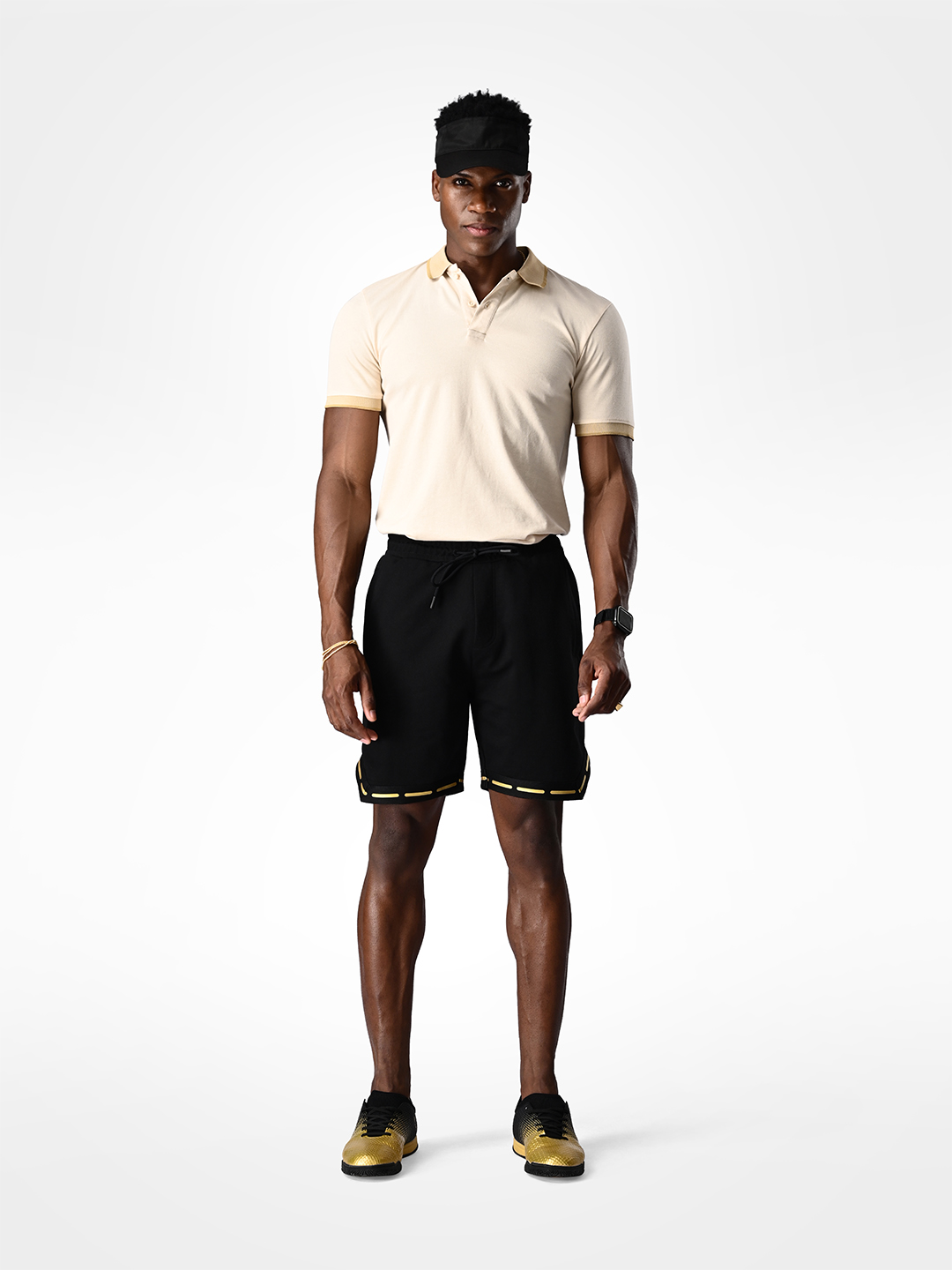 Supa Mens Black and Gold Printed Polycotton Regular Fit Shorts (5)