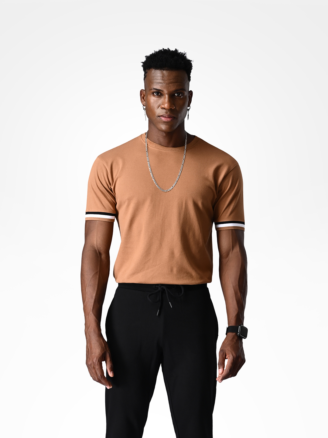 Supa Mens Black & Gold Printed Polycotton Regular Fit Joggers (5)