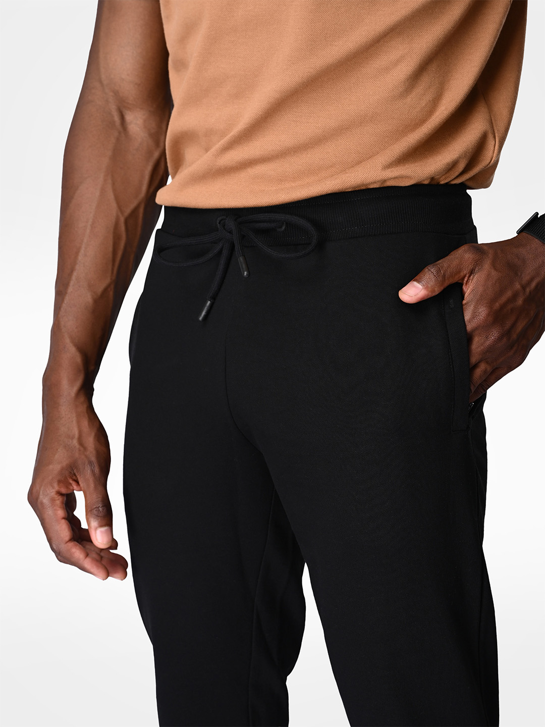 Supa Mens Black & Gold Printed Polycotton Regular Fit Joggers (2)